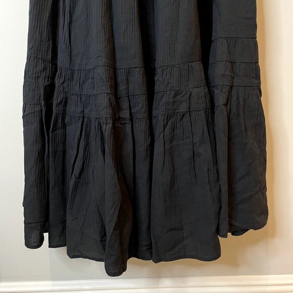 J.Crew Airy Gauze Tiered Maxi Dress Casual Witchy Flowy Vacation CI269 Black L - Picture 7 of 15